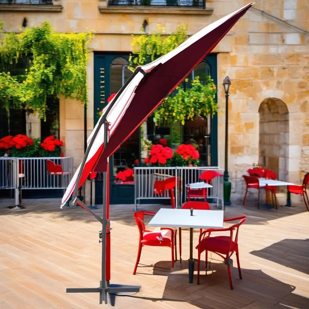 

118.1 Cantilever Garden Umbrella with Aluminum Pole - Bordeaux Red Shade Outdoor Patio Canopy