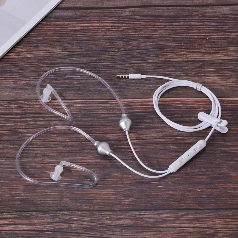 3.5Mm Stereo Air Tube Wired Earphone Anti-Radiation Binaural Headsets Noise Isolating Earbuds Micr For Mobilephone