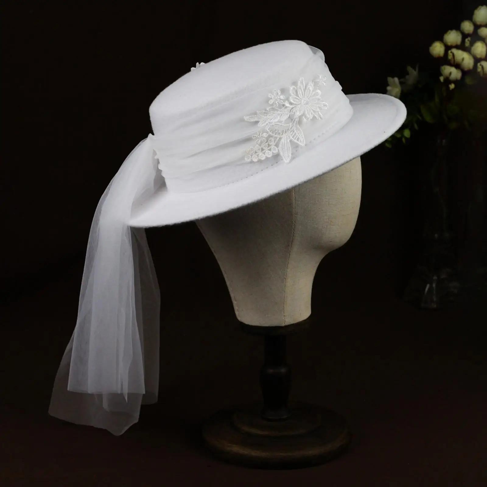 Bride’S Hat, Elegant Bridal Favor Headwear Western Style Bridal Dress Caps for Beach Party Performances Parties Girls Women