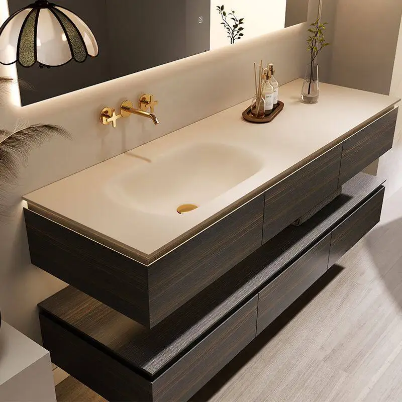 

Интегрированная раковина из каменной плиты с горячей гибкой, комбинация тумбы для ванной и умывальника, умывальник для ванной комнаты