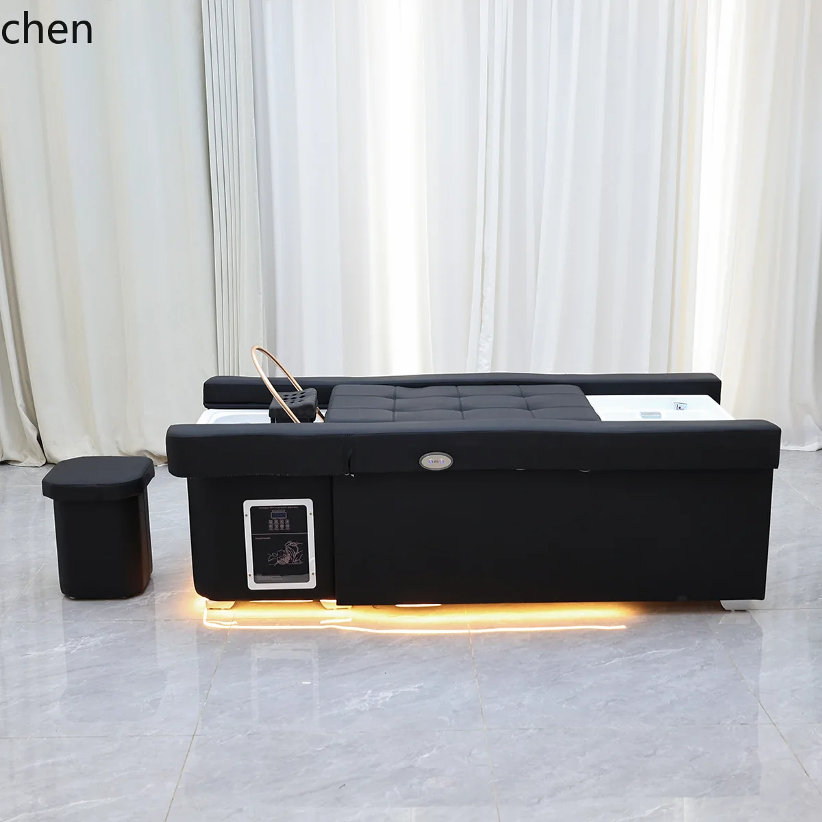 HT  Electric Adjustable Foot Bath Bed for Hair Washing and Beauty Salon, Automatic Up and Down Foot Spa Steamer