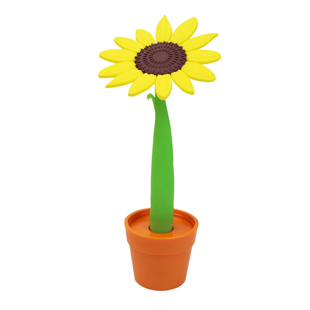 

Creative Sunflower Ballpoint Pen Soft Touch Potted Plant Design Smooth Ink Pen Office School Home Decorative Stationery