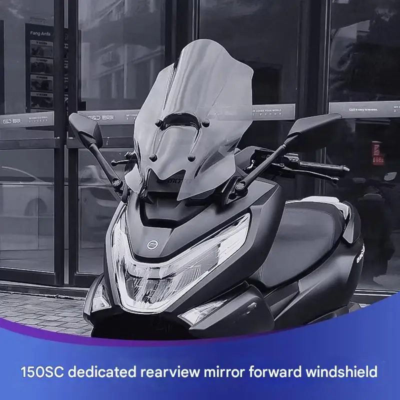 Durable Extended Height Adjustable Windshield for CFMOTO 150SC, Stable Wind Deflector & Mirror Forward Mount