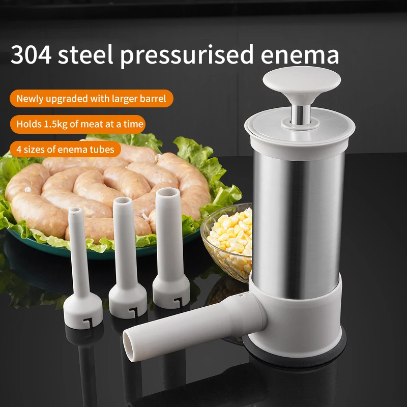 Manual Enema Machine Stainless Steel Household Filling Sausage Can Sausage To Make Sausage Production Kitchen Tool Meat Maker