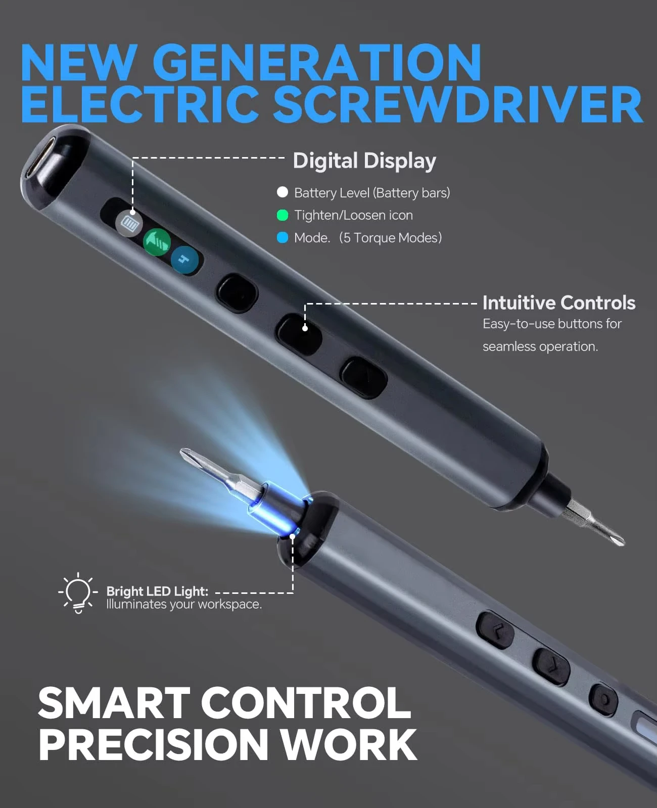 Imagem -03 - Chave de Fenda Elétrica Grupo Precision Power Tool Display Led Torque Settings 64 Magnetic Torx Hex Phillips Bits 70 em 1