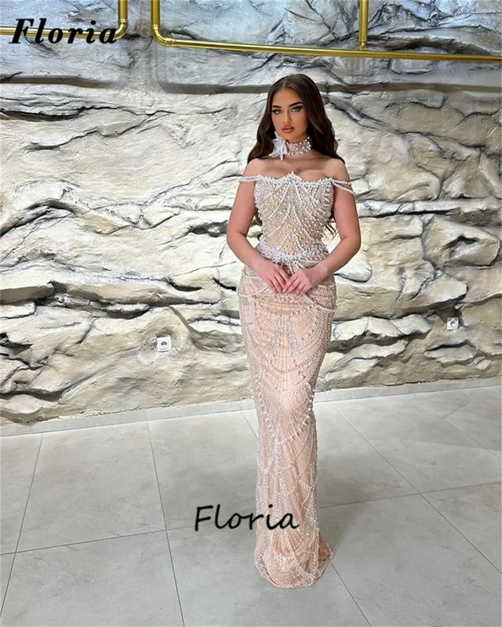 

Mermaid Celebrity Dresses Full Beading Crystals Long Evening Dress For Weddings Party Kaftans Cocktail Dress Vestidos De Gala