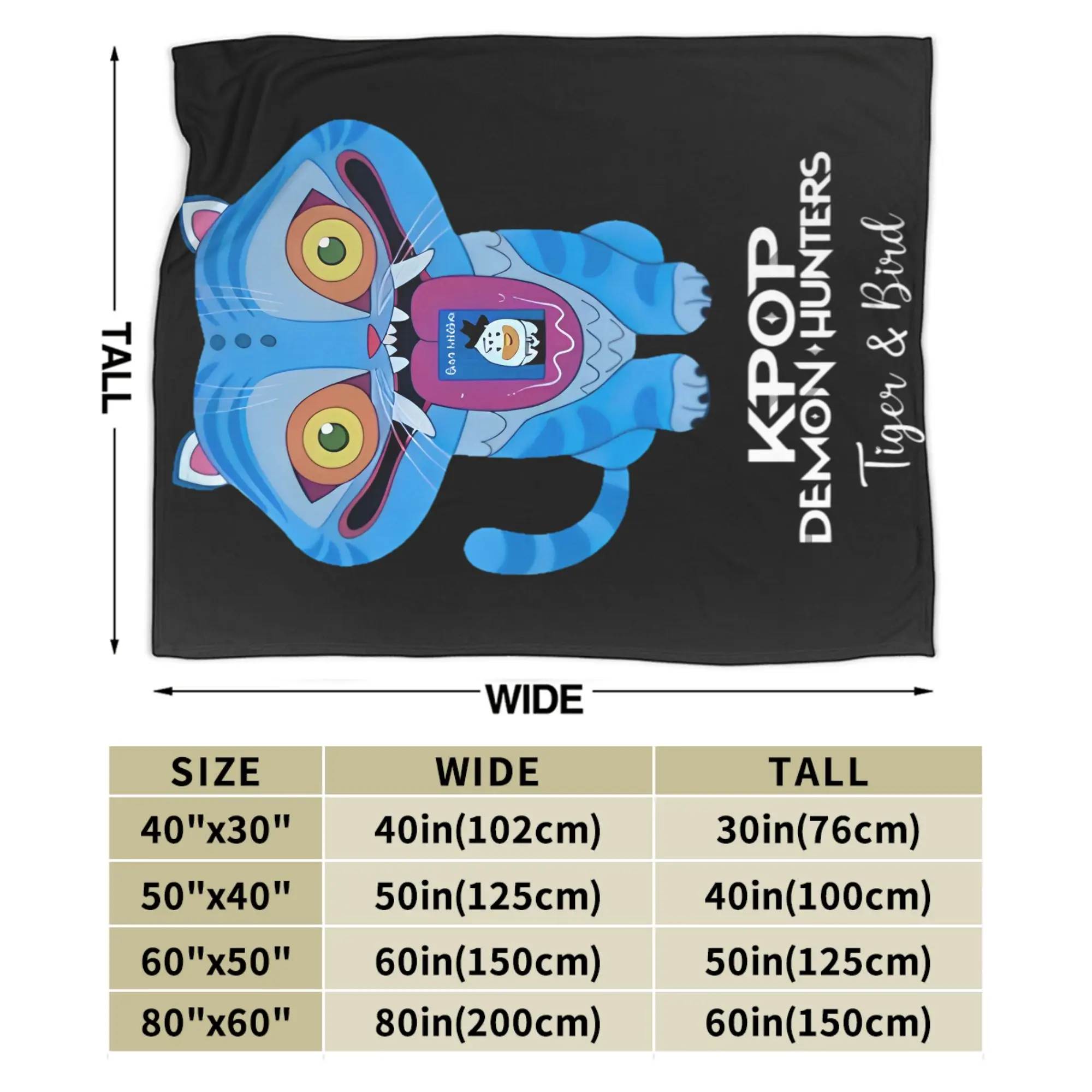 K-pop Demon Hunters-Manta de felpa de tigre y pájaro para niños, ropa de cama de franela para decoración del hogar, colcha de calidad de diseño cálido, regalo