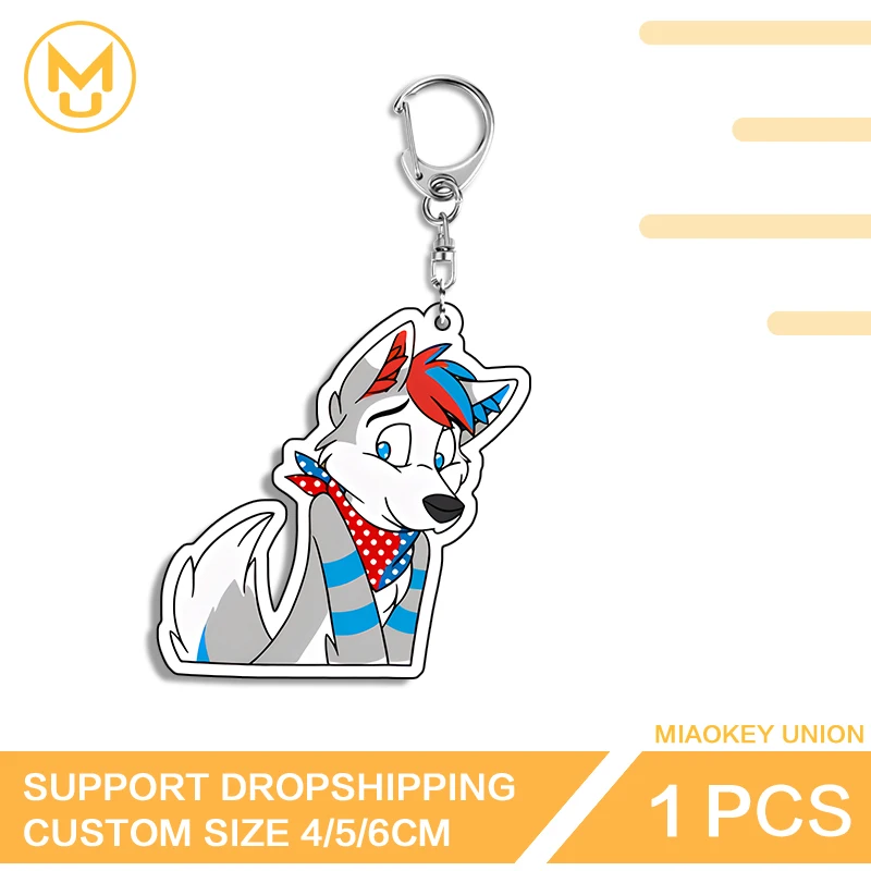Wolf Drinking Beer Furry Keyring Hey-tai Dakimakura Gamelover Costumes Acrylic Props Decorative Line Of Photo Wall Key Slot