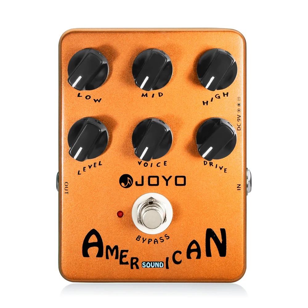 JOYO JF-14 AMERICAN SOUND Tube Amp Simulator Preamp Pedal Built-in Cabinet Simulation 6 Knob Control for Electric Guitar