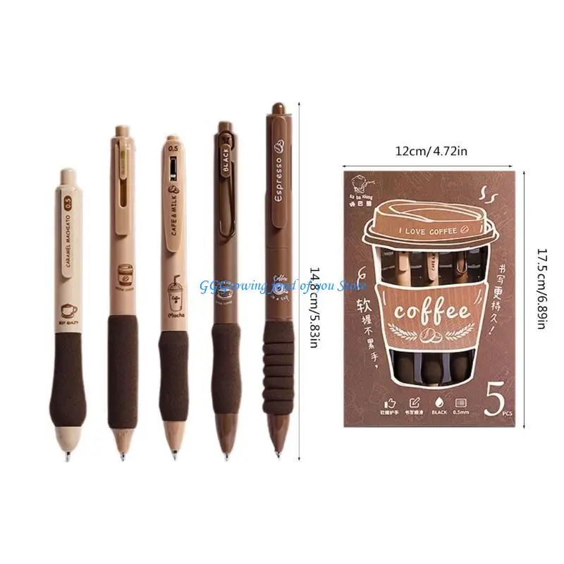 قلم جل بمقبض مريح H9EB مقاس 0.5 مم، قلم كتابة للطلاب للرسم للأولاد والبنات #6