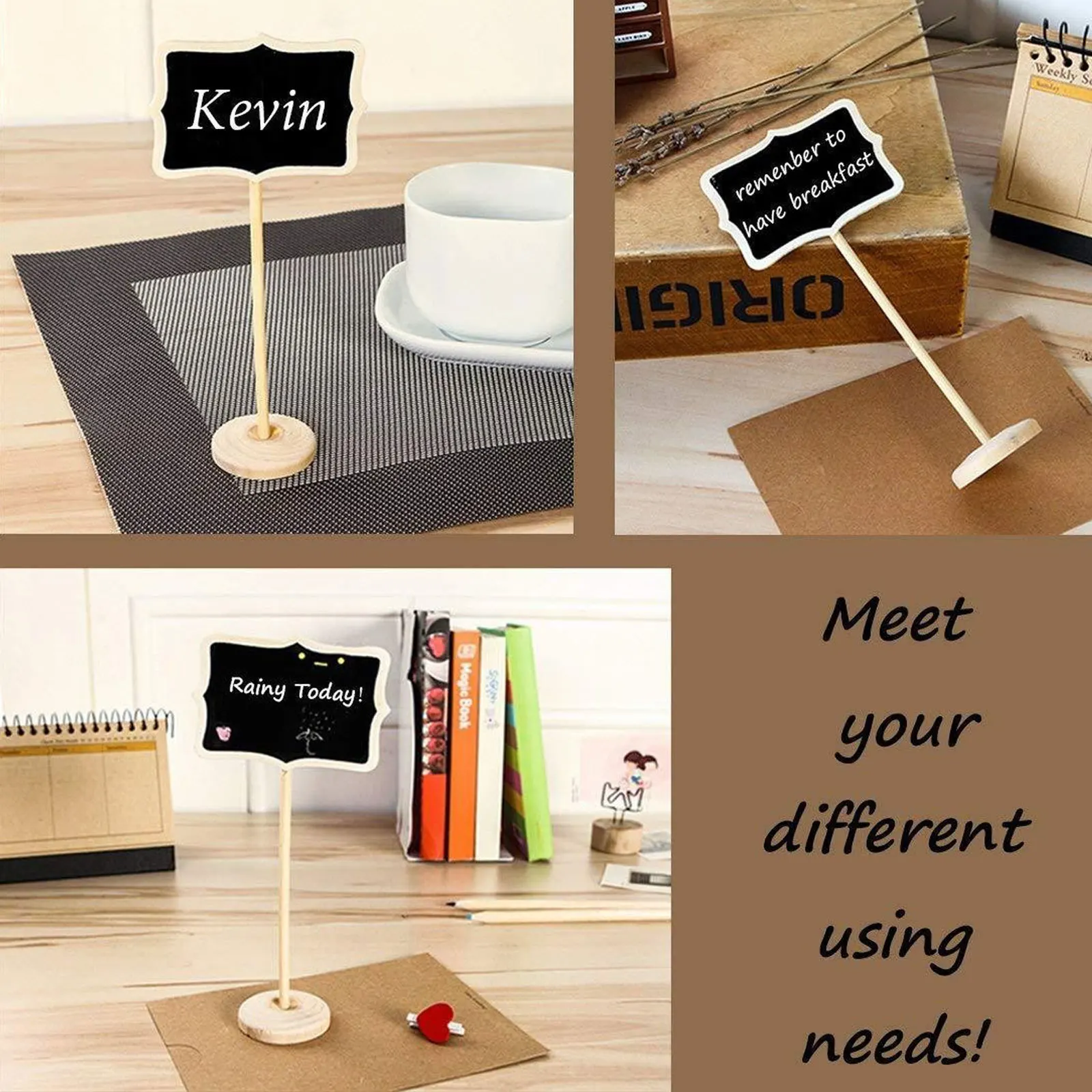 1Set Reliable Structure Mini Chalkboard Signs Easy to Write on Suitable for Logo Making Small Blackboard Sign Chalkboard Signs