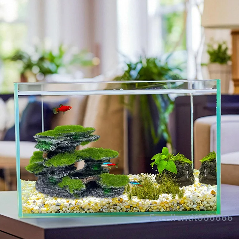 

Fish Tank Landscaping Plush House Decoration Resin Crafts Pavilions Landscape Houses Ancient Style Rockeries Arch Bridges