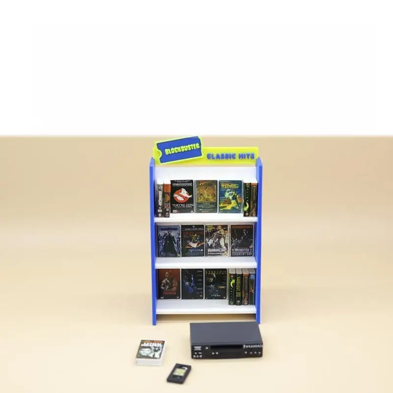 

//1Set new Miniature 1/12 Dollhouse Retro Recorder Video Tape Shelf Model Living Scene Ornament Doll Toy Accessories