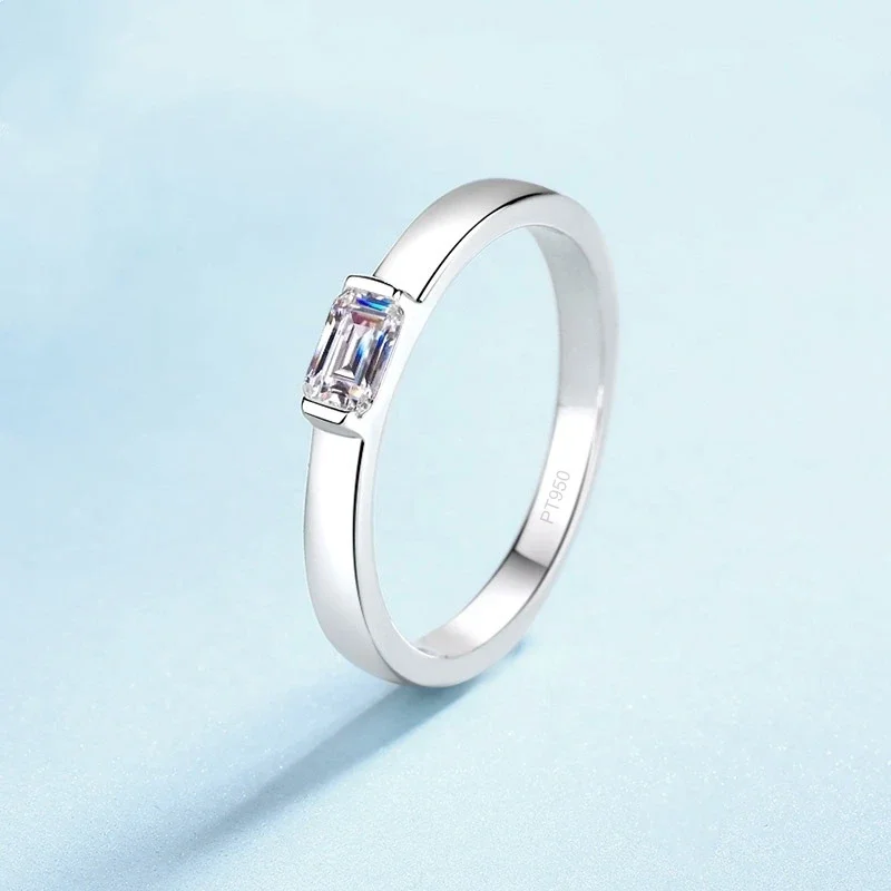 

Daughter Adult's Day Platinum PT950 Women Wedding Band Moissanite Diamond 0.5CT Rings Girlfriend Birthday Gift Fine Jewelry