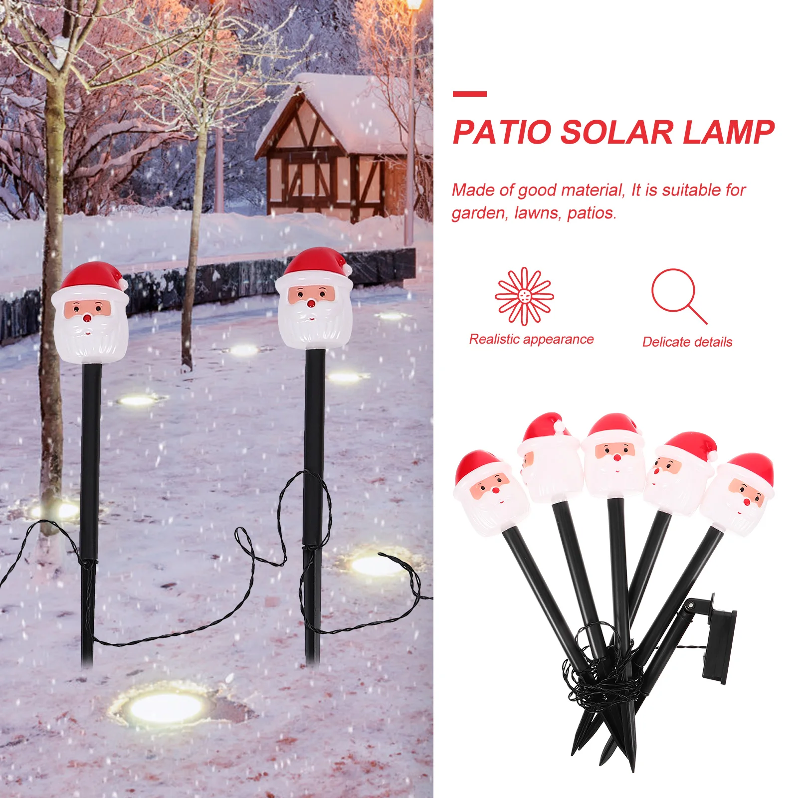 

Set of 5 Solar Garden Lights Outdoor L Light Christmas Santa Wireless Charging LED Decorative Night Lamp Waterproof Lawn