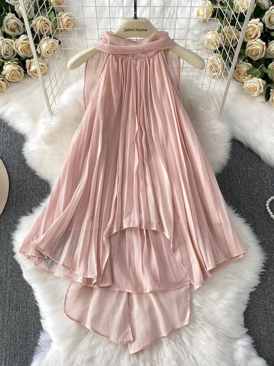 Vaion Sle Spicy Girl Svel Ne висячий жилет асимметричный топ с высокой талией утягивающая плиссированная юбка комплект женский
