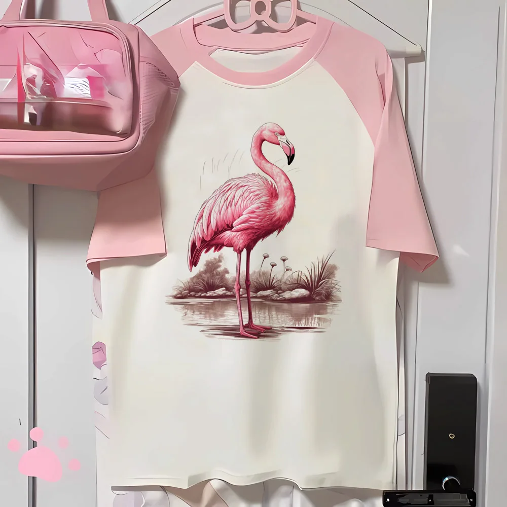 Flamingo top women graphic t shirt female Japanese clothes