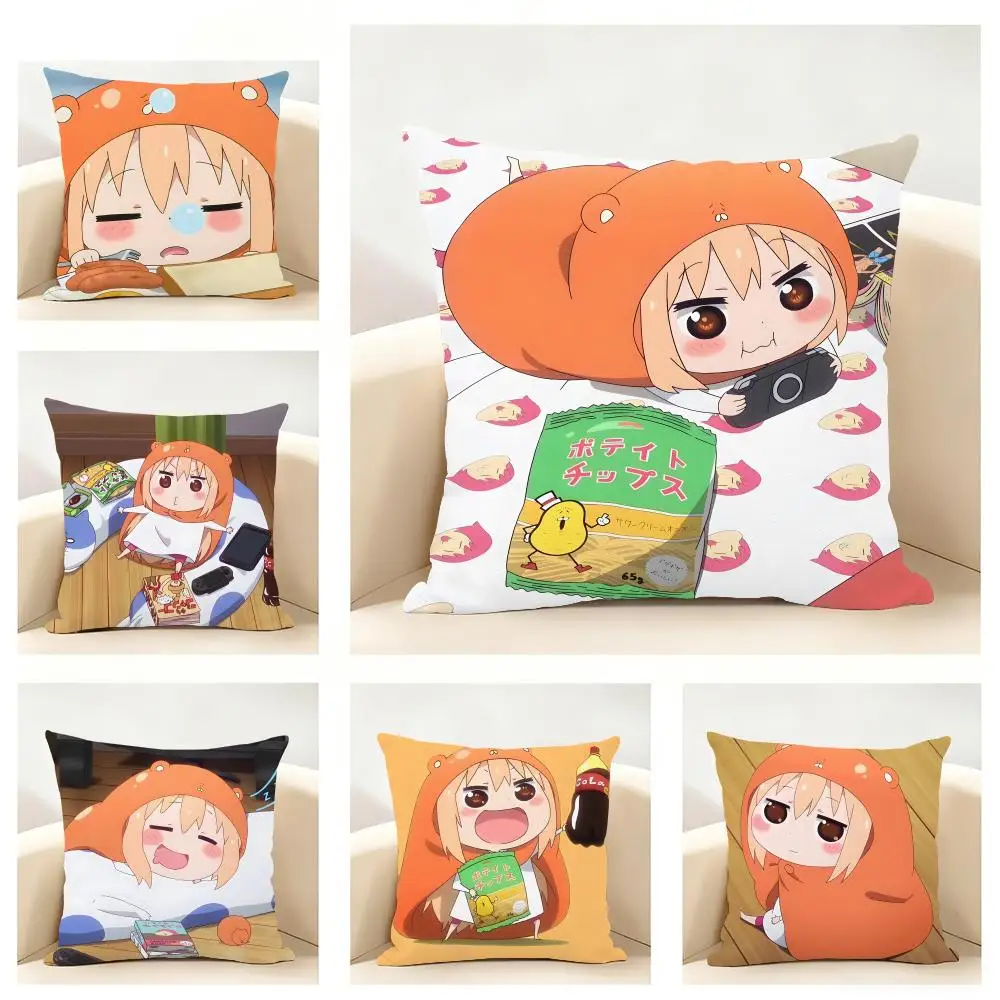H-Himouto! Umaru-chan Cushion Cover Linen Pillowcase Soft  for Sofa Bed Home Room Decor