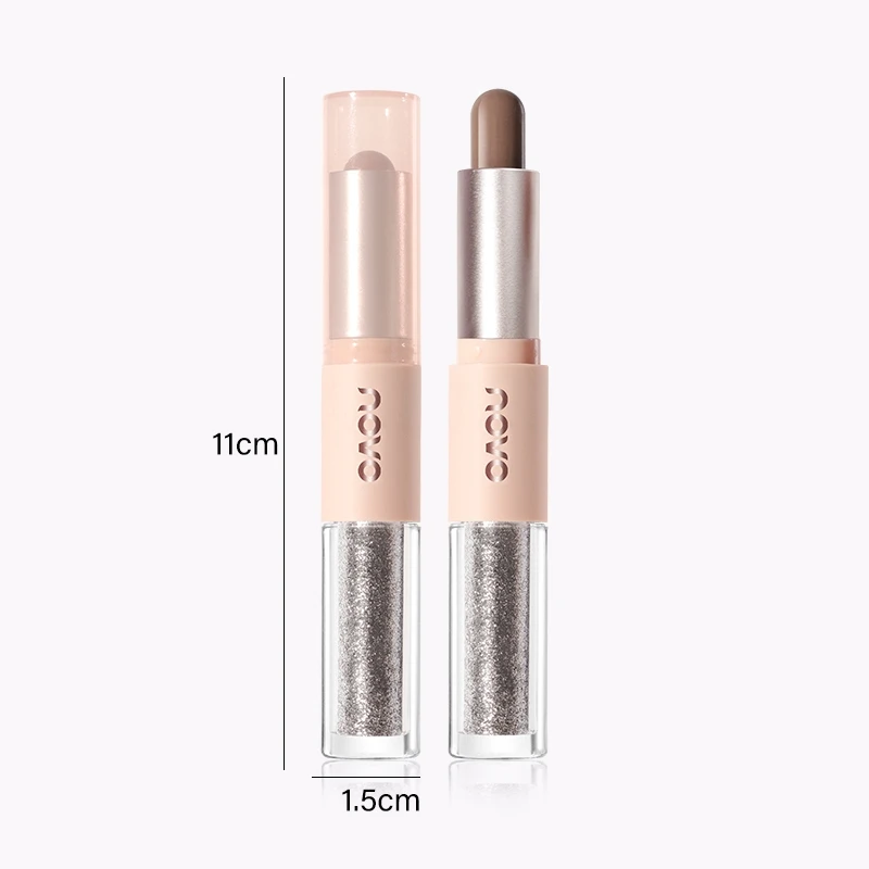 Tweekoppige vloeibare oogschaduw eyeliner-pen, langdurig make-upeffect, gemakkelijk te kleuren, parelachtige glitter oogmake-up met pailletten