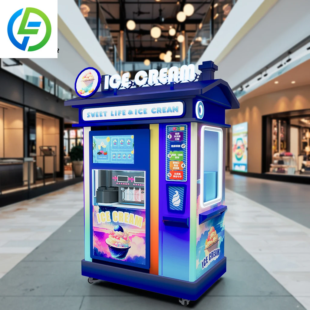 Automatic Fruit Flavor Softy Ice Cream Maker Customized 15s High Productivity Multi Flavor Touch Screen Vending Machine SDK