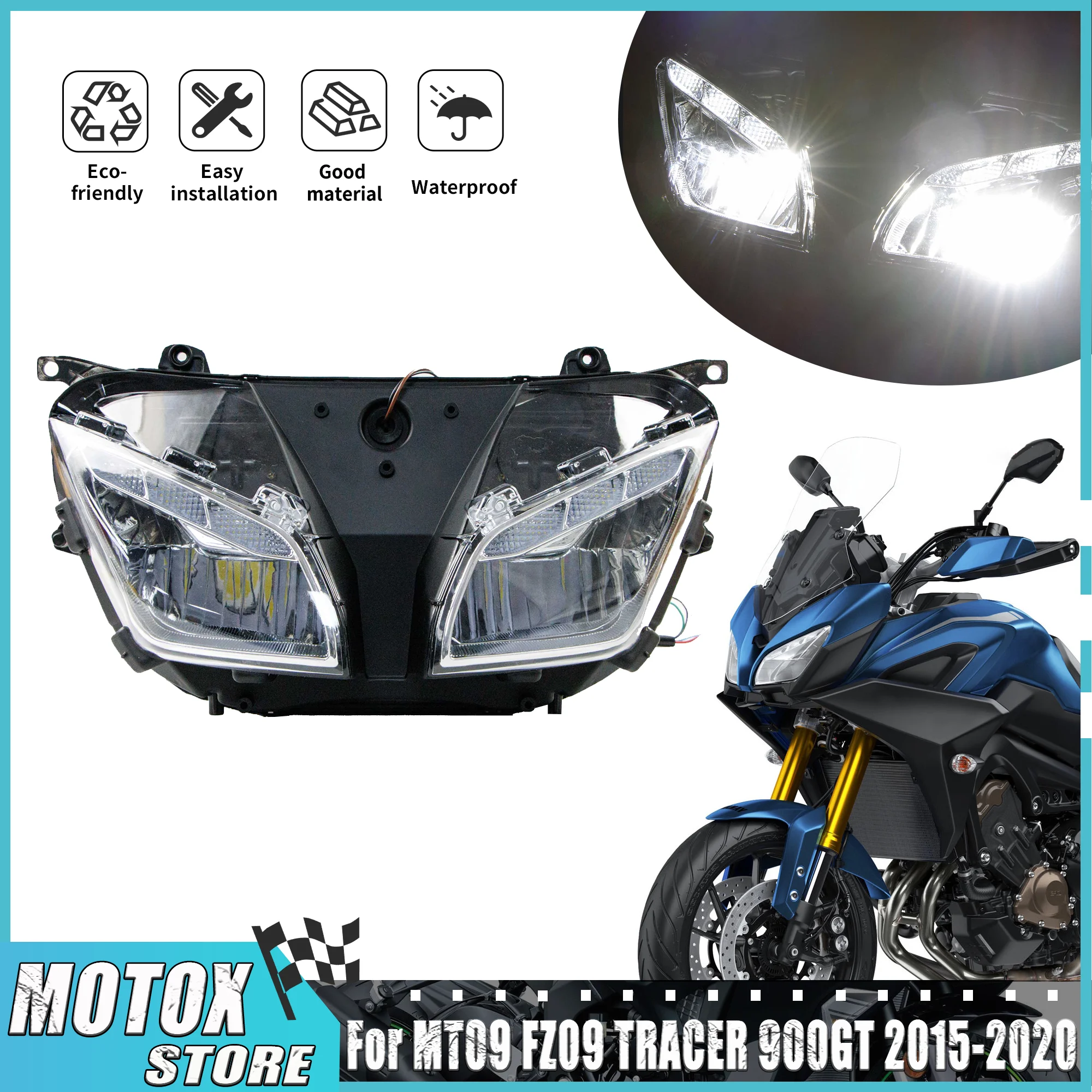 

Motorcycle Headlight Assembly Fit For 2015 - 2020 Yamaha MT09 FZ-09 2016 2017 2018 19 MT-09 Tracer 900GT Headlamp Tracer 900 GT