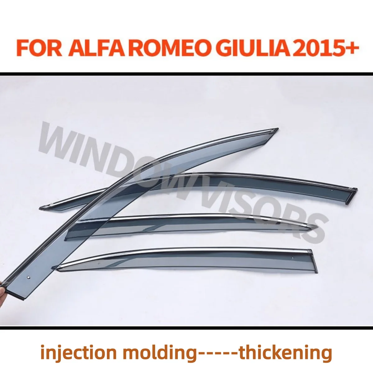 Two Design Chrome Window Visor for Alfa Romeo Giulia 2015 2016+ Windproof Car Door Visors with 3M Tape Exterior Accessories
