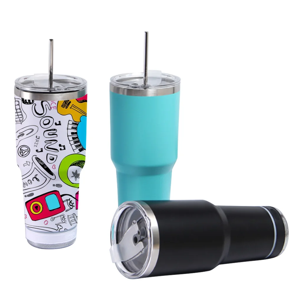 Imagem -03 - Copos de Música Inteligentes Portáteis com Palha e Tampa Bluetooth Speaker Straight Tumbler Festival Christmas Gift 30oz Aço Inoxidável