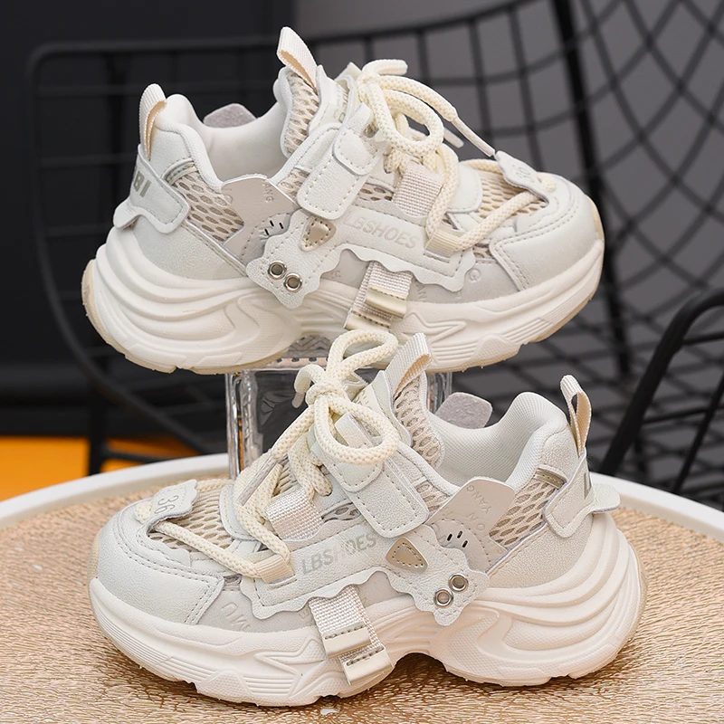 

Children's sports shoes, girls' white shoes, 2025 new spring and autumn boys' fashionable breathable dad shoes, lightweight and