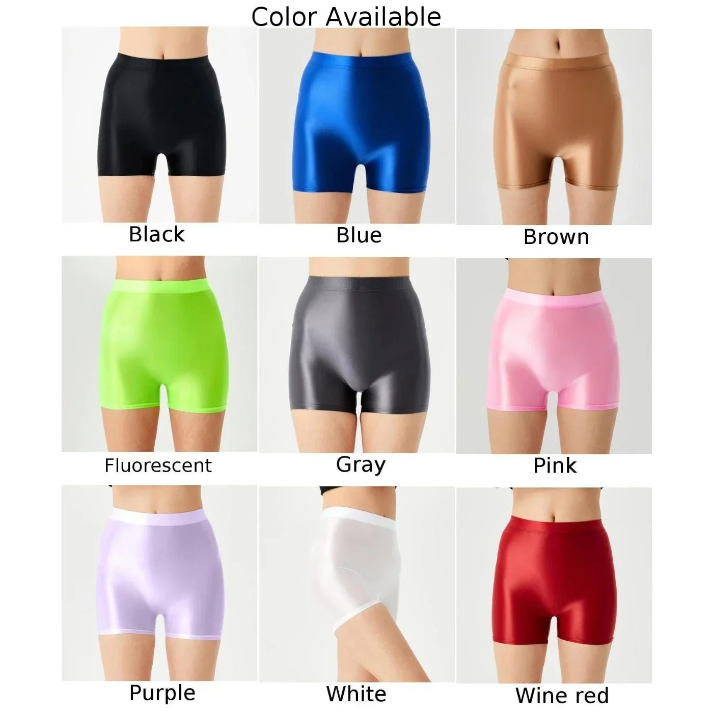 Oil Shiny Glossy Quick Drying Shorts For Women High Elasticity Breathability Gym Running Workout Yoga Solid Color Female Shorts