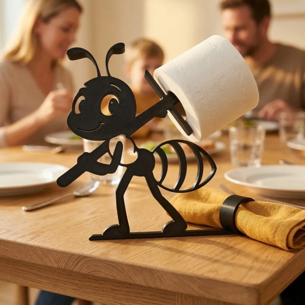 Simple Free Standing Ant Tissue Holder Ornament Funny Tissue Stand Vertical Napkins Rack Animal Cute Tissue Storage Rack Kitchen