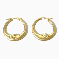 Peri'sbox Vintage Stylish Matte Gold Silver Plated Crescent Moon Huggie Hoop Earrings for Women Fashion Retro Jewelry Best Gifts