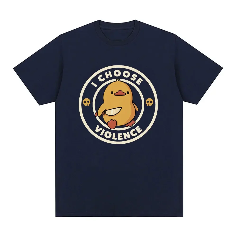 I choose the Violent T-shirt, an interesting duck with a humorous slogan, short-sleeve T-shirt, unisex, loose and oversized stre