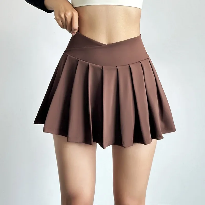 Nice Sports Short Skirt Women Summer Anti-walk Yoga Pants Running Fitness Clothes Quick Dry Breathable High Waist Pleated Skirt
