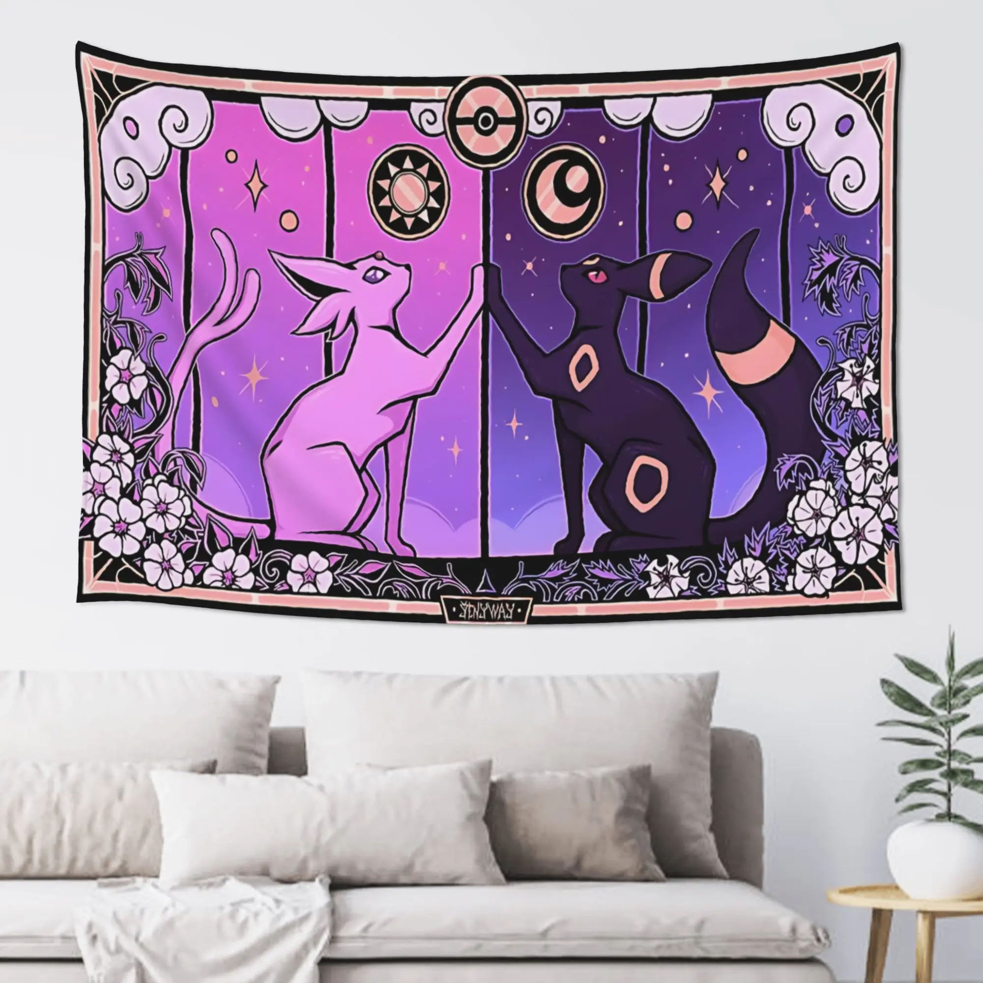 Cutecore Anime Pokemon Theme Tapestry Bedroom Decoration  Wall Hanging Blanket Tapestry Cool Stuff For Room