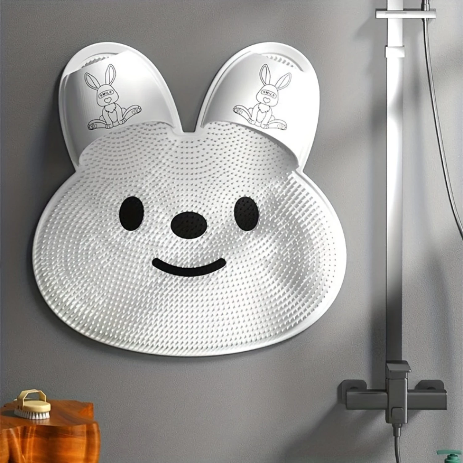 

Silicone Rabbit-Shaped Shower Mat - Anti-Slip, Back & Foot Scrubber For Exfoliating Dead Skin, Bathroom Accessory