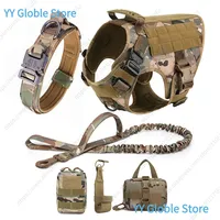 Tactical Dog Harness for Large Dogs: Military MOLLE Vest with Collar Leash & Pouch for French Bulldog Training