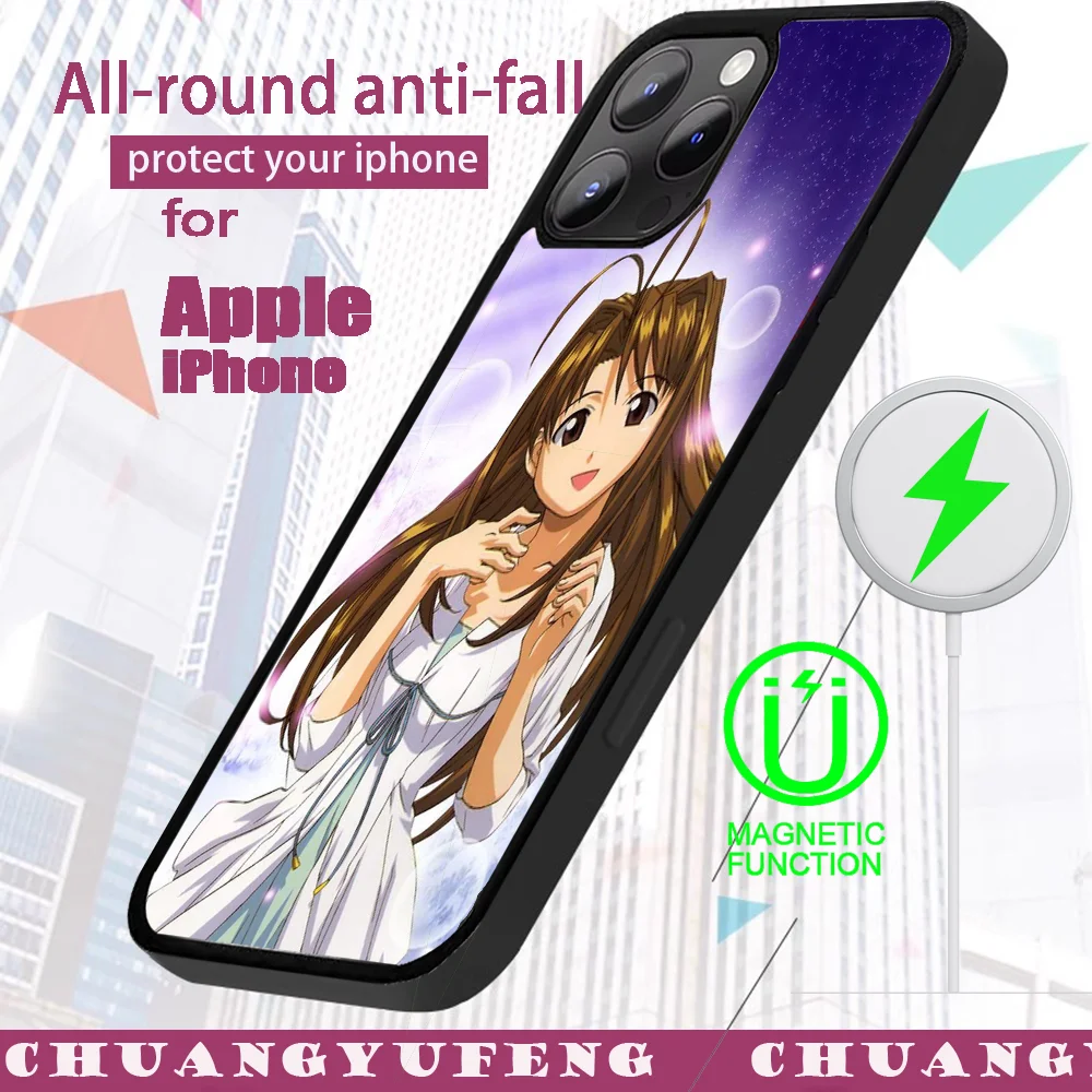 cartoon L-Love Hina Phone Case For iPhone 16 15 14 13 12 11 Pro Max Plus Mini Mirror Wireless magnetic case