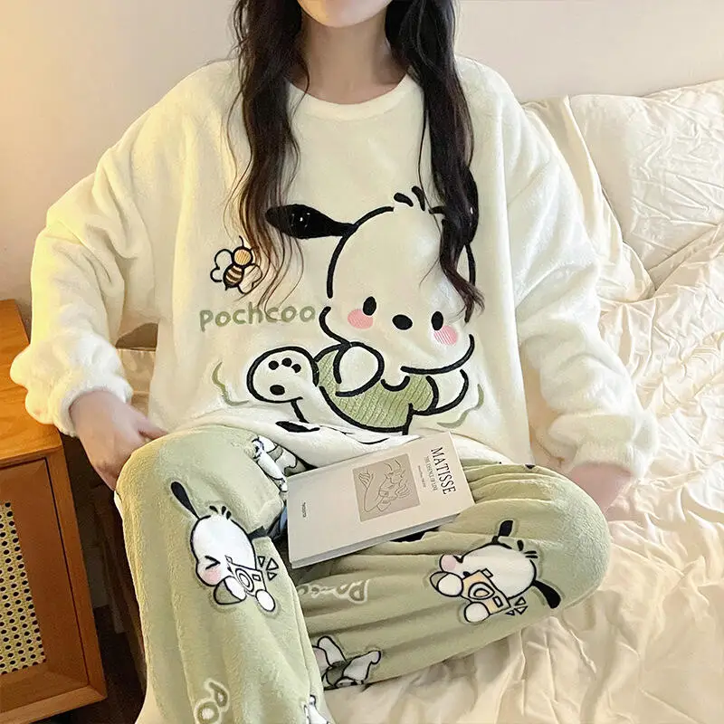 new-cute-women's-warm-cotton-pajama-sets-sleepwear-ladies-soft-cozy-nightwear-casual-home-wear-autumn-winter-comfortable-snug