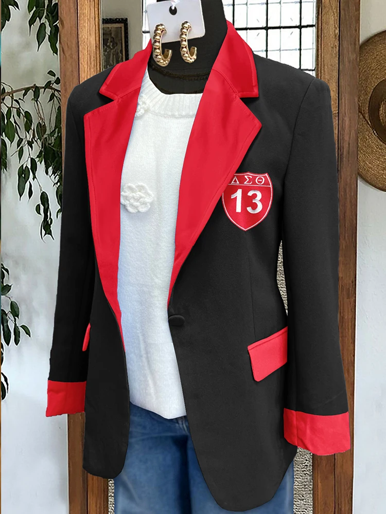 Delta Sigma Theta Sorority Print Long Sleeve Blazer