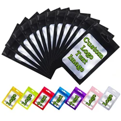 200PCS Matte Aluminum Foil Ziplock Window Bag DIY Matcha Hardware Snack Socks Nail Beauty Cosmetic Custom Logo Storage Pouches