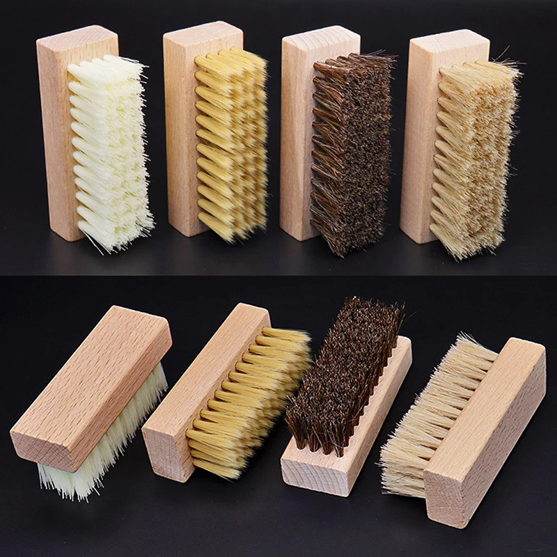 Useful Wood Handle Shoe Brush Polish Brush Plastic Hair Soft Pig Hair Brush Sneaker Shoe Cleaning Brush Laundry Brush