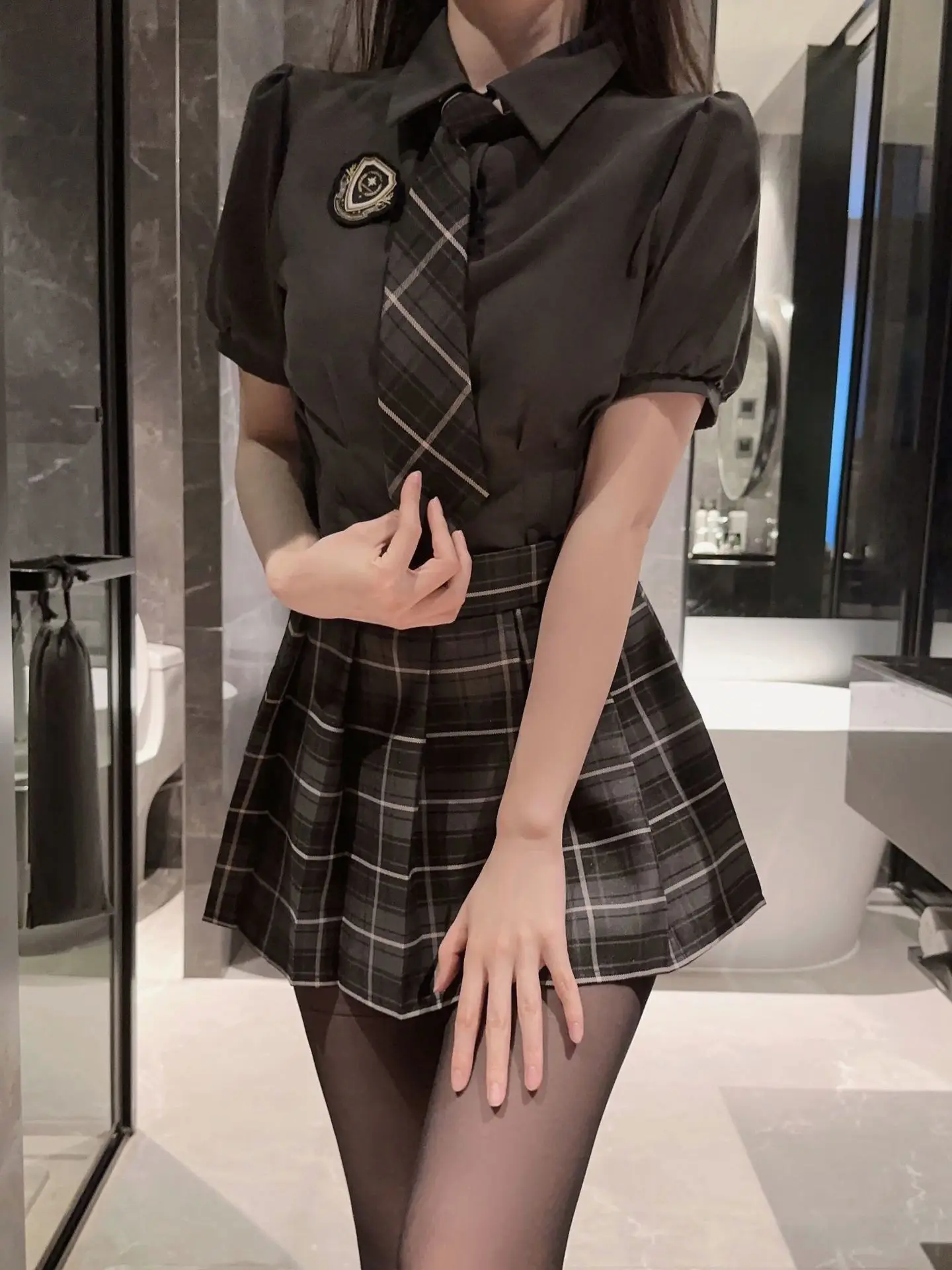 

New Lingerie Academy Style JK Waist Wrapped Uniform Shirt Women's Autumn Sweet And Spicy Versatile Short Sleeve Skirt Set NU9M