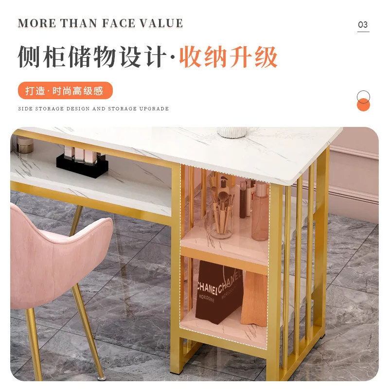 Modern Minimalist Ins Economical Nail Salon Marbled Wood Table Chair Japanese Light Luxury Single Double Manicure Tables Mesas