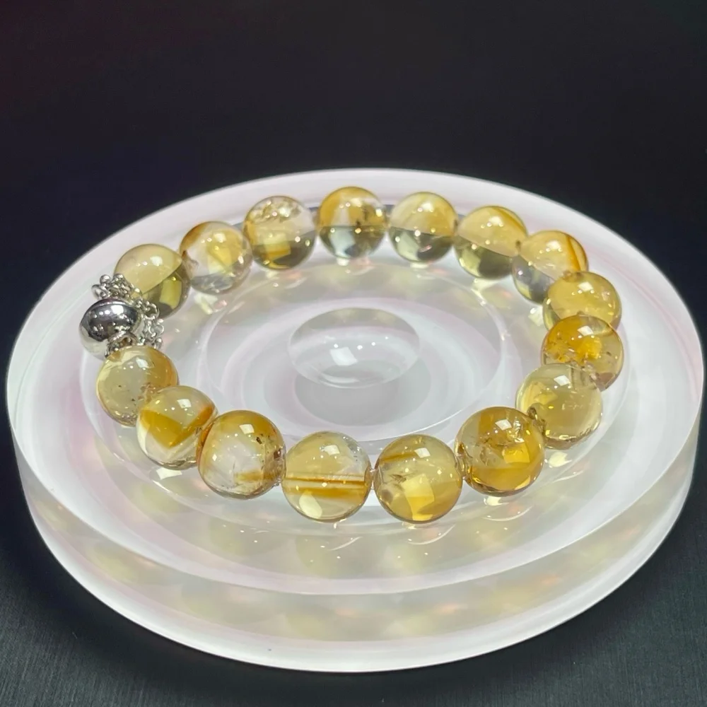 1PC Natural Citrine Bubble Beads Reiki Healing Crystal Jewelry Fashion Fengshui for Men And Women Birthday Gift