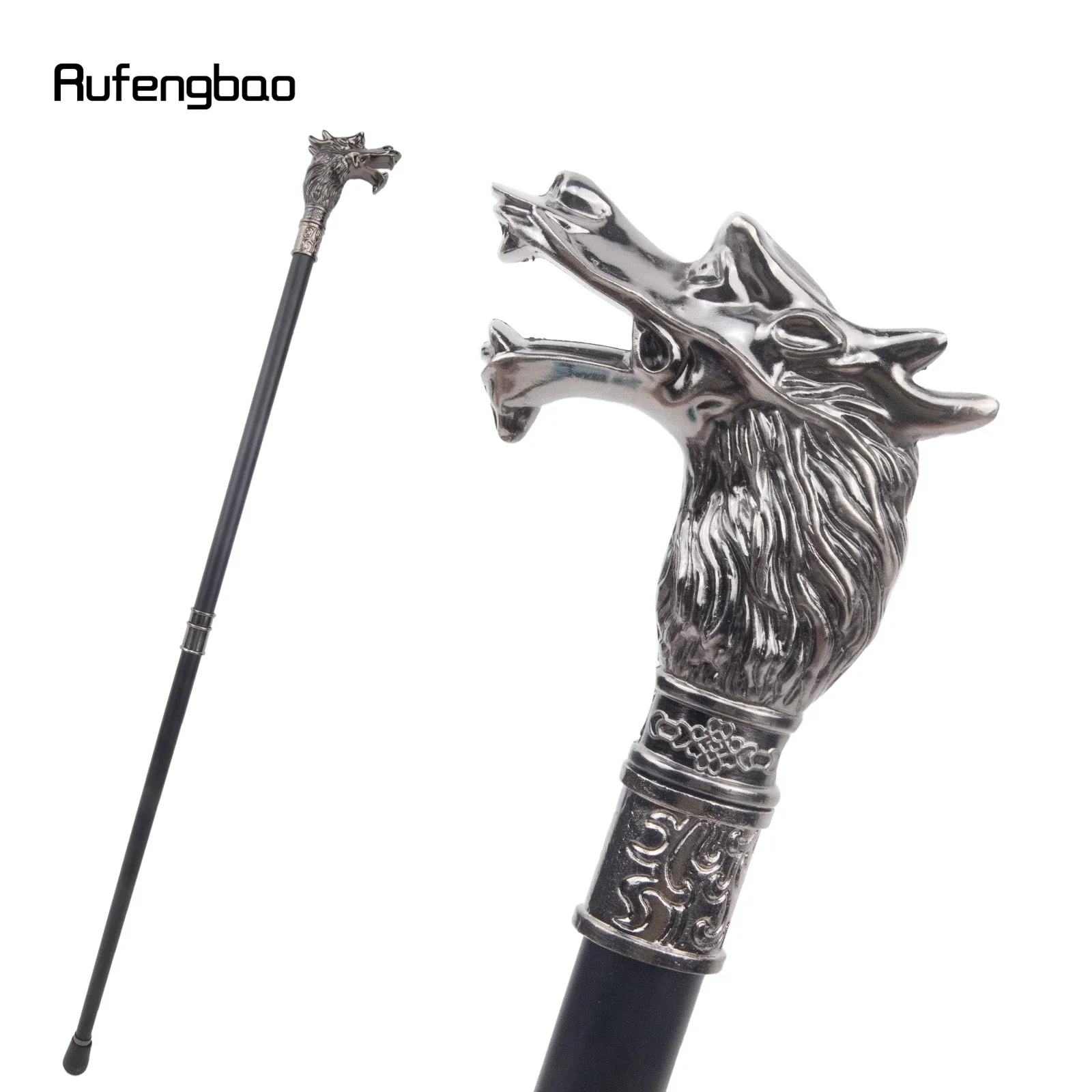 Silver Luxury Dragon Head Walking Cane Fashion Decorative Walking Stick Gentleman Elegant Cosplay Cane Knob Crosier 93cm