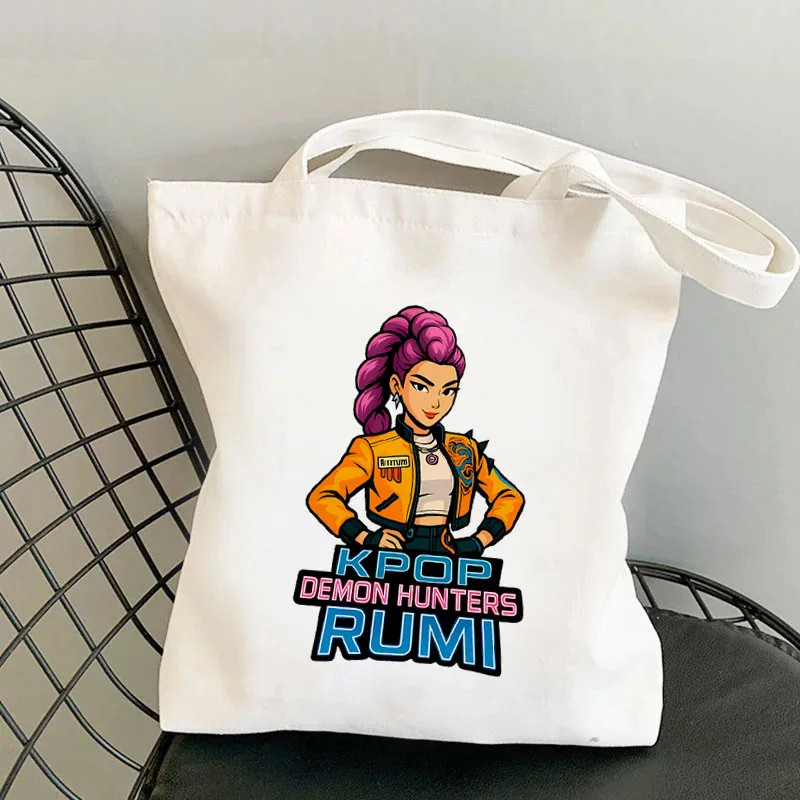 

2025 Saja Dinner K-Pop Demon Hunters Womens Shoulder Fashion Canvas Cute Tote Kawaii Printed Handbag Shopping Bags Birthday Gift