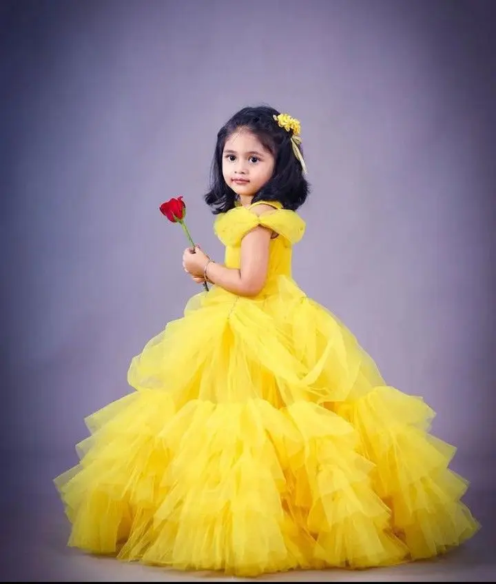 Princess Girl Dress Puffy Tulle Skirt Kids Flower Dress for Children Birthday Party PhotoShoot Baby Gown First Communion Dress