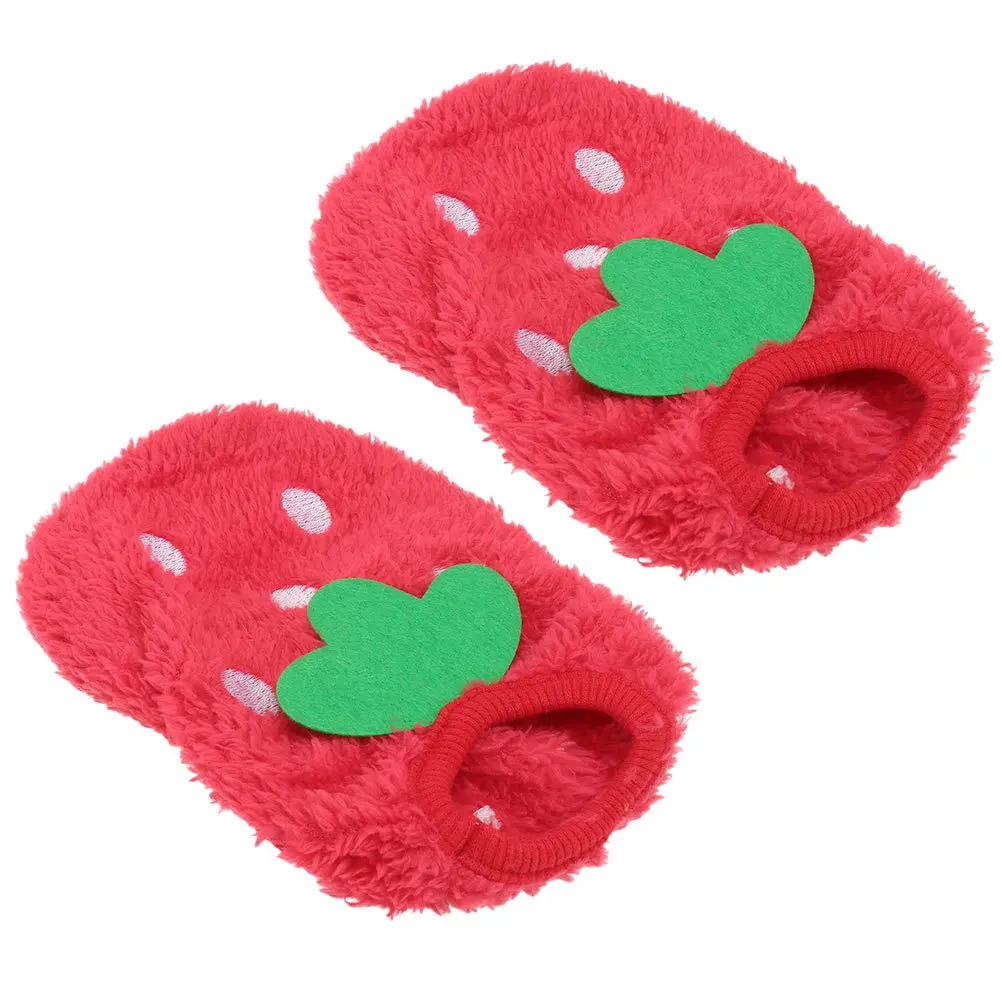 

2Pcs Small Dog Winter Costume Pet Dog Clothes Strawberry Pattern Warm Breathable Puppy Rabbit Apparel Decorative Puppy Apparel