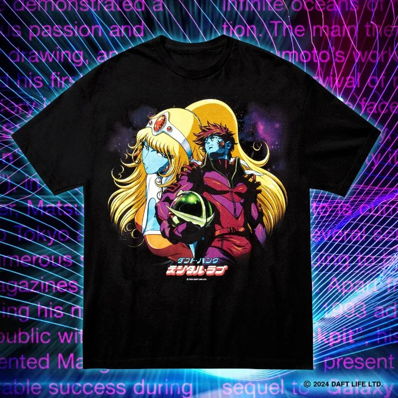 الثقيلة المعادن الفرقة تي شيرت DAFT الشرير Leiji Matsumoto طباعة تي شيرت قصيرة الأكمام روك الشرير المرأة تي أنثى كوع تي أنثى امرأة المحملة