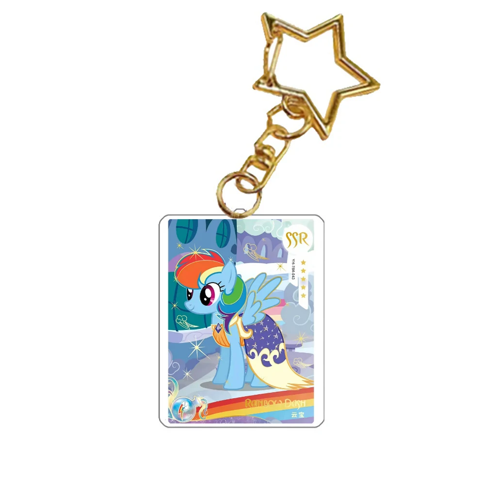 My Little Pony Acrylic Pendant Key Wholesale Anime Cartoon Chaincard Style Rarity Fluttershyself Pinkie Pie Decoration Toy Gift